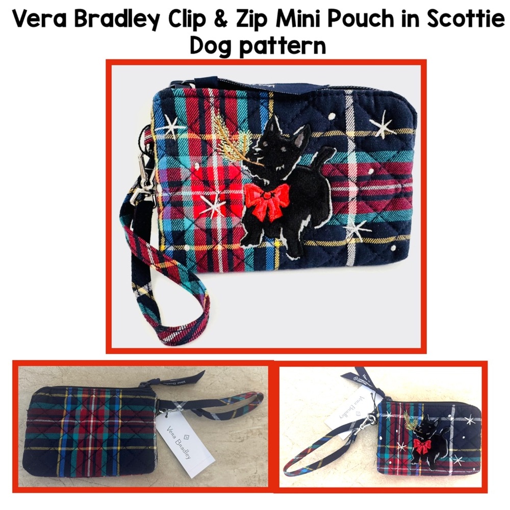 Vera Bradley Clip & Zip Mini Pouch in Scottie
Dog pattern